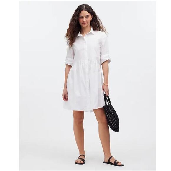 Madewell Dresses & Skirts - NWT Madewell Button-Front Mini Poplin Shirtdress in White Size S